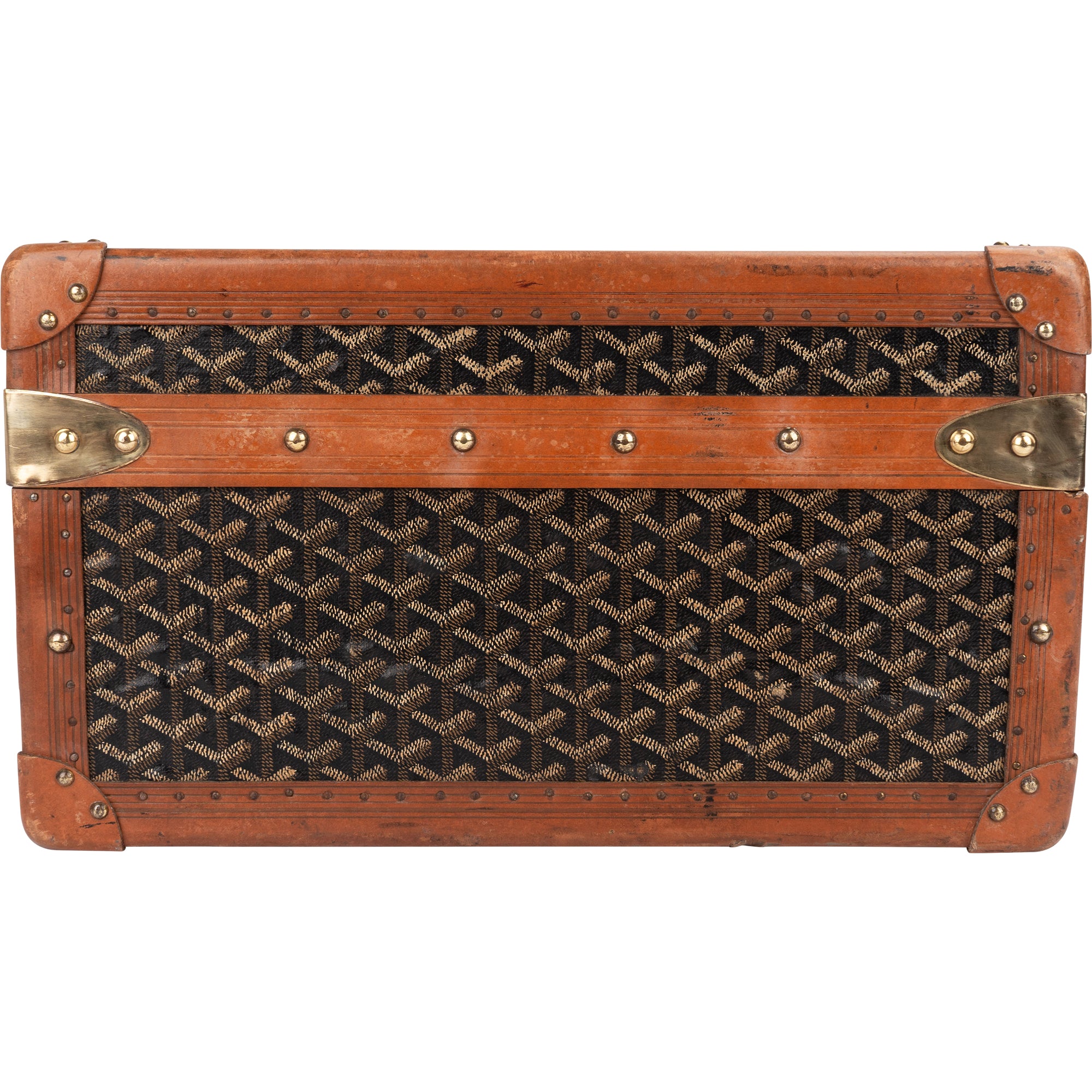 Goyard Goyardine Monogram 1900s Suitcase Trunk Koffer Malle - vintageandkickz