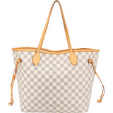 Louis Vuitton Damier Azur Monogram Neverfull MM Shopper Handbag