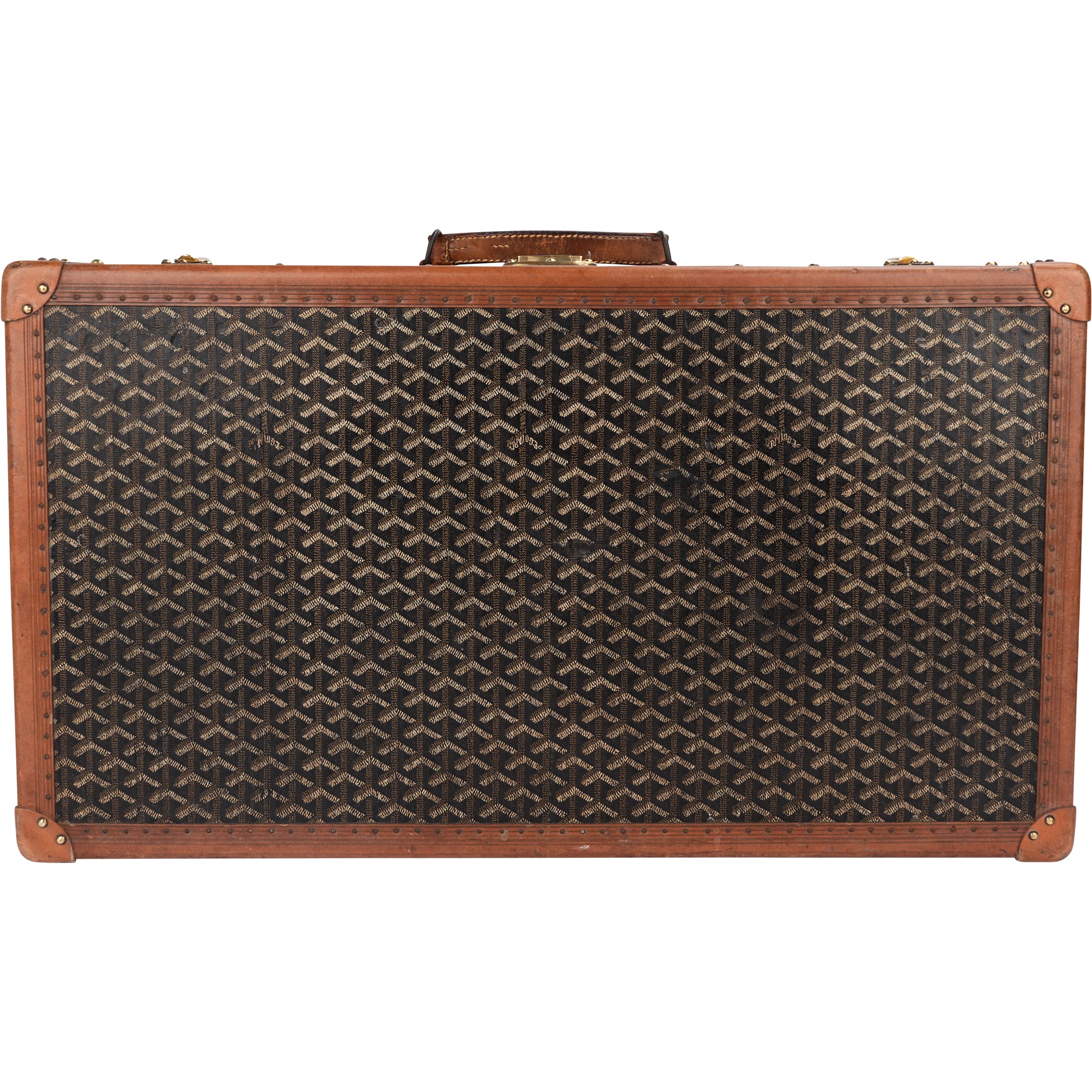 Goyard Goyardine Monogram 1900s Suitcase Trunk Koffer Malle - vintageandkickz