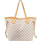 Louis Vuitton Damier Azur Monogram Neverfull MM Shopper Handbag