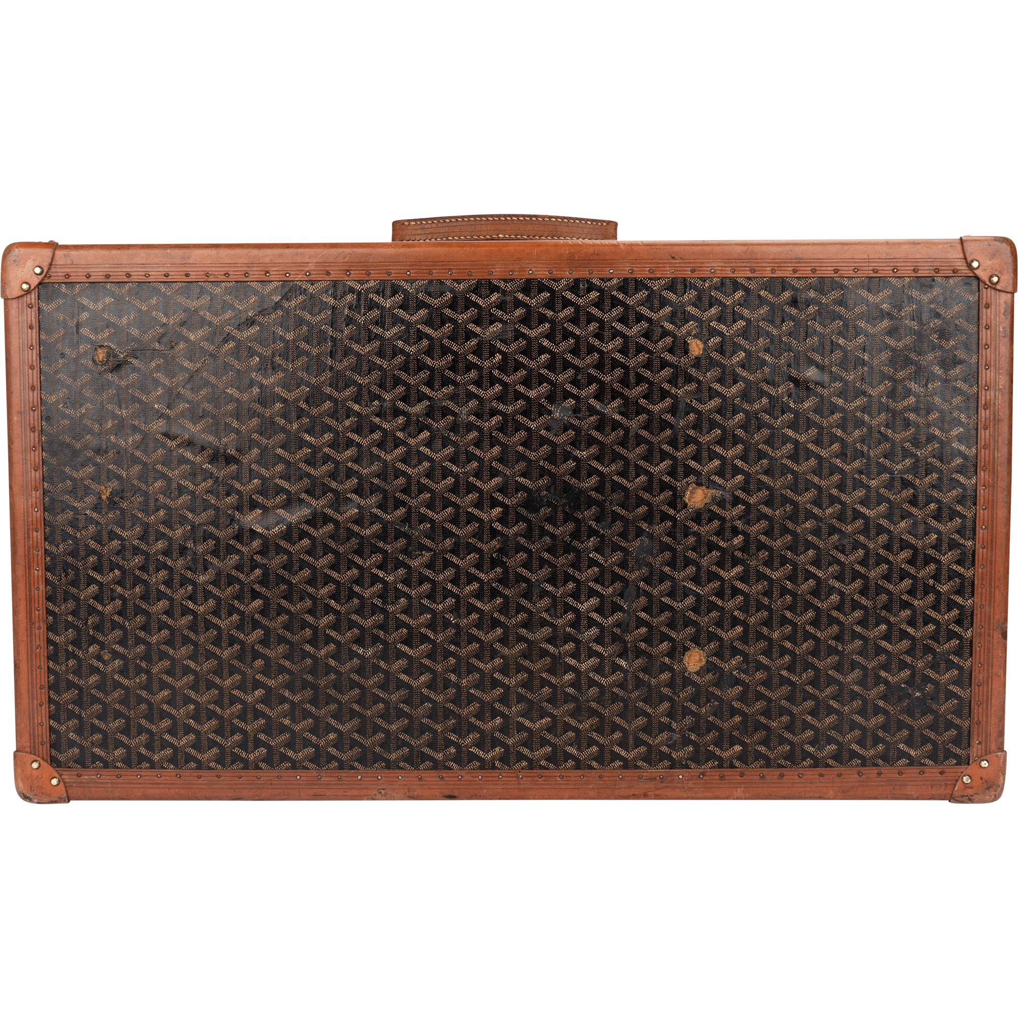 Goyard Goyardine Monogram 1900s Suitcase Trunk Koffer Malle - vintageandkickz