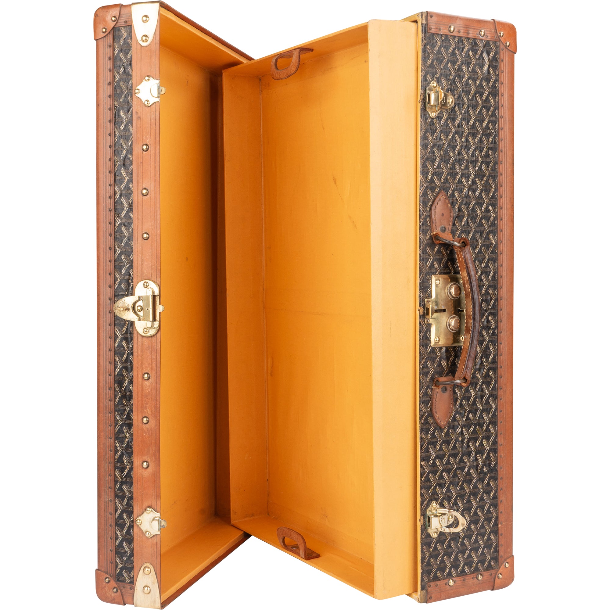 Goyard Goyardine Monogram 1900s Suitcase Trunk Koffer Malle - vintageandkickz