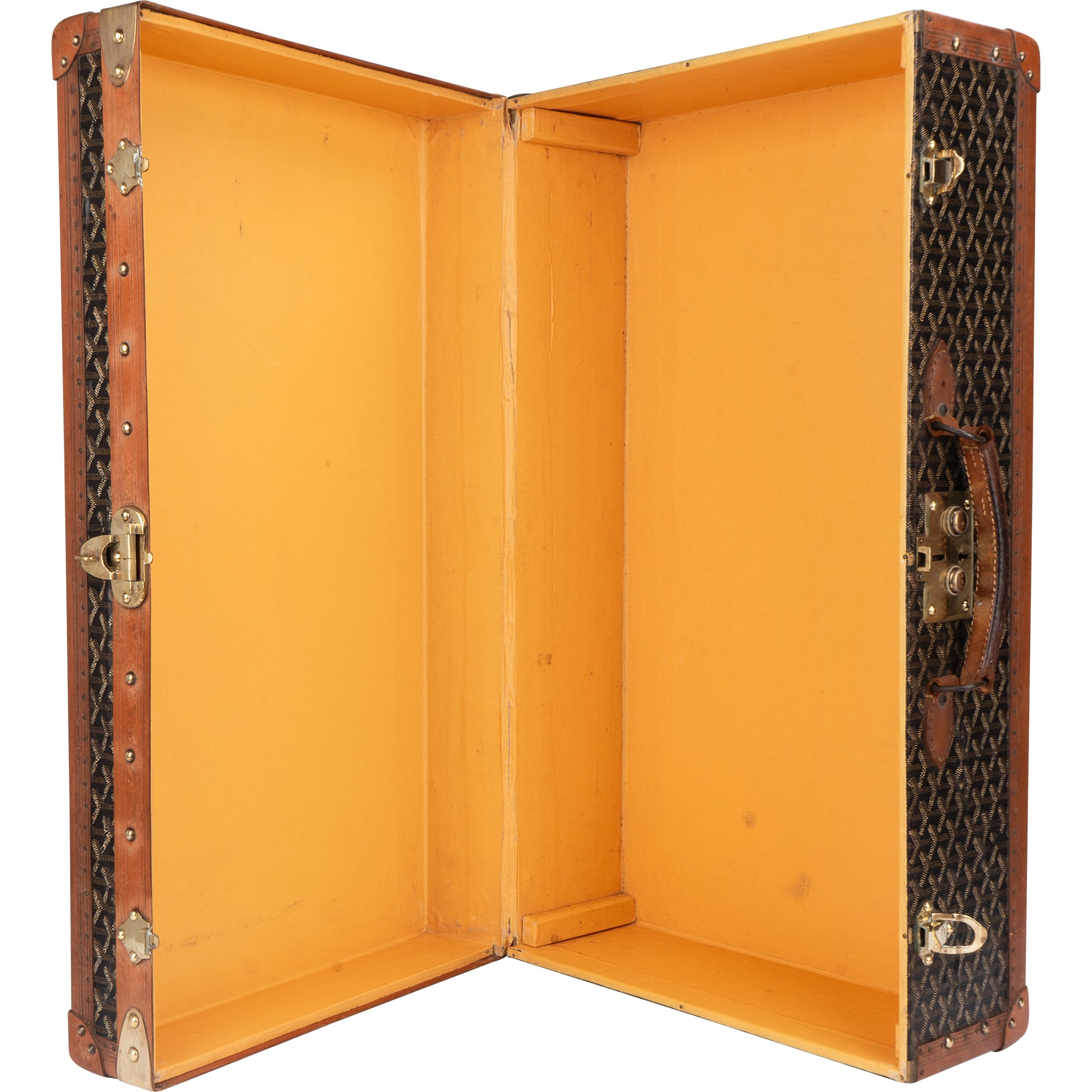 Goyard Goyardine Monogram 1900s Suitcase Trunk Koffer Malle - vintageandkickz