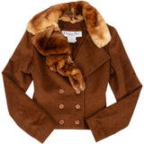 Christian Dior Brown Double Breasted Wool Fur Collar Trench Jacket (D38 / FR40)