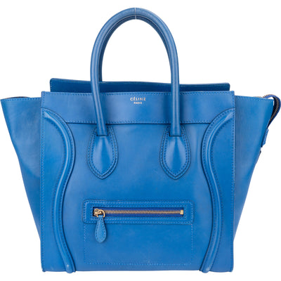 Céline Blue Leather Luggage Handbag