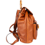 Gucci Brown Leather Bamboo Backpack