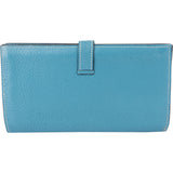 Hermès Bleu Leather Bearn Soufflet Bifold Wallet