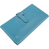 Hermès Bleu Leather Bearn Soufflet Bifold Wallet