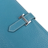 Hermès Bleu Leather Bearn Soufflet Bifold Wallet