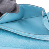Hermès Bleu Leather Bearn Soufflet Bifold Wallet