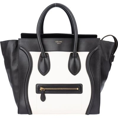 Céline Bicolor Leather Luggage Handbag