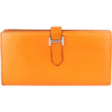 Hermès Orange Leather Bearn Soufflet Bifold Wallet