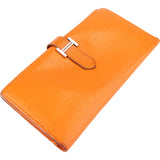 Hermès Orange Leather Bearn Soufflet Bifold Wallet