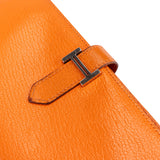 Hermès Orange Leather Bearn Soufflet Bifold Wallet