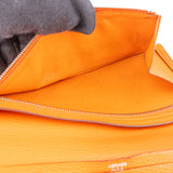 Hermès Orange Leather Bearn Soufflet Bifold Wallet