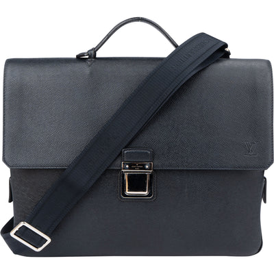 Louis Vuitton Bleu Taiga Leather Vassili PM Business Handbag