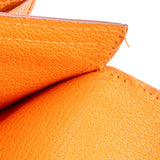 Hermès Orange Leather Bearn Soufflet Bifold Wallet
