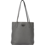 Prada Grey Saffiano Cuir Leather Shoulder Bag