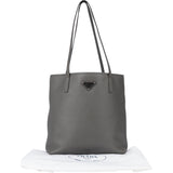 Prada Grey Saffiano Cuir Leather Shoulder Bag