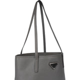 Prada Grey Saffiano Cuir Leather Shoulder Bag
