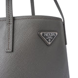 Prada Grey Saffiano Cuir Leather Shoulder Bag