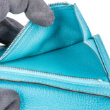 Hermès Blue Leather Bearn Soufflet Compact Bifold Wallet