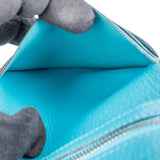Hermès Blue Leather Bearn Soufflet Compact Bifold Wallet