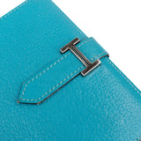 Hermès Blue Leather Bearn Soufflet Compact Bifold Wallet
