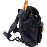 Gucci Black Suede Bamboo Backpack