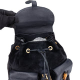 Gucci Black Suede Bamboo Backpack