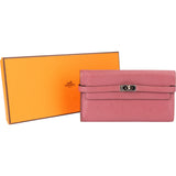 Hermès Pink Leather Palladium Leather Kelly Wallet