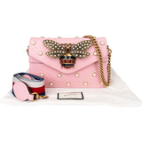 Gucci Pink Leather Queen Margaret Bee Crossbody Bag
