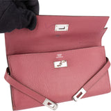 Hermès Pink Leather Palladium Leather Kelly Wallet