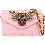 Gucci Pink Leather Queen Margaret Bee Crossbody Bag