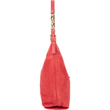 Fendi Red Nubuk Leather Baguette Buckle Shoulder Bag