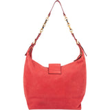 Fendi Red Nubuk Leather Baguette Buckle Shoulder Bag