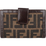 Fendi FF Monogram Canvas Zucca Kiss Lock Wallet