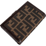 Fendi FF Monogram Canvas Zucca Kiss Lock Wallet