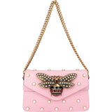 Gucci Pink Leather Queen Margaret Bee Crossbody Bag