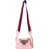 Gucci Pink Leather Queen Margaret Bee Crossbody Bag