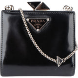 Prada Patent Leather Triangle Wallet On Chain