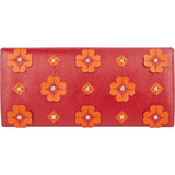 Prada Saffiano Leather Floral Applique Continental Wallet