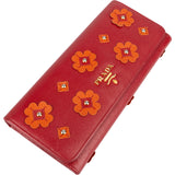 Prada Saffiano Leather Floral Applique Continental Wallet