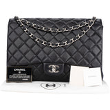 Chanel Quilted Lambskin Palladium Maxi Single Flap Crossbody Bag