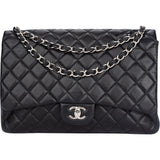 Chanel Quilted Lambskin Palladium Maxi Single Flap Crossbody Bag