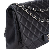 Chanel Quilted Lambskin Palladium Maxi Single Flap Crossbody Bag