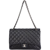 Chanel Quilted Lambskin Palladium Maxi Single Flap Crossbody Bag