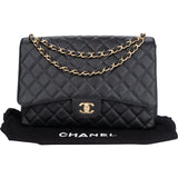 Chanel Quilted Caviar Leather Maxi Single Flap Crossbody Bag