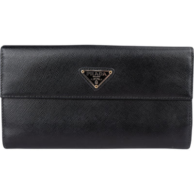 Prada Saffiano Leather Triangel Continental Wallet