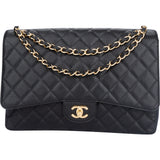 Chanel Quilted Caviar Leather Maxi Single Flap Crossbody Bag